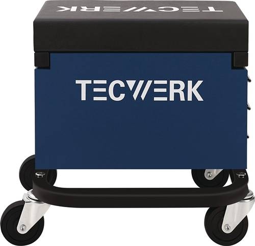 Werkstattrollsitz m.Rl.u.Ablage Kunstlederpolster blau/schwarz TECWERK-4