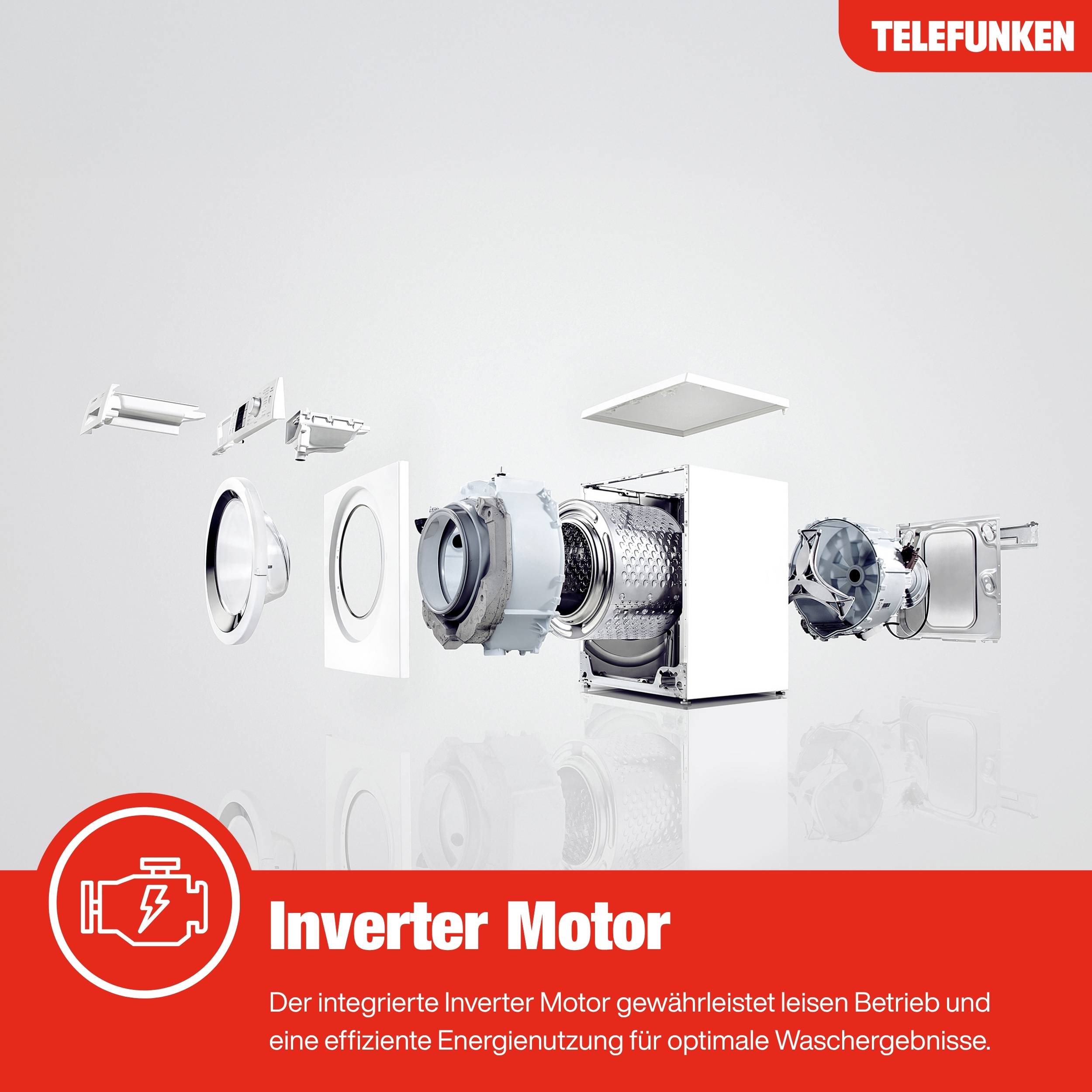 Telefunken Waschmaschine 10kg | Frontlader 1400 U/Min. | Dampffunktion | Inverter Motor | AquaStop | W1014AS1W-2