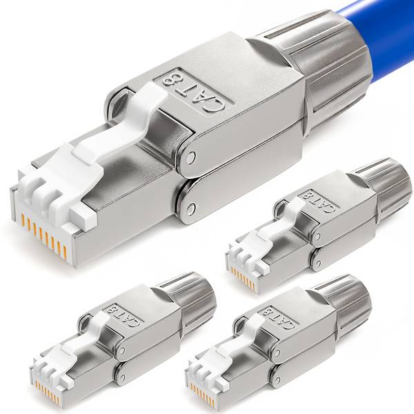 hb-digital Netzwerkstecker CAT 8 RJ45 LSA STP Zinklegierung schmal 4 Stk.