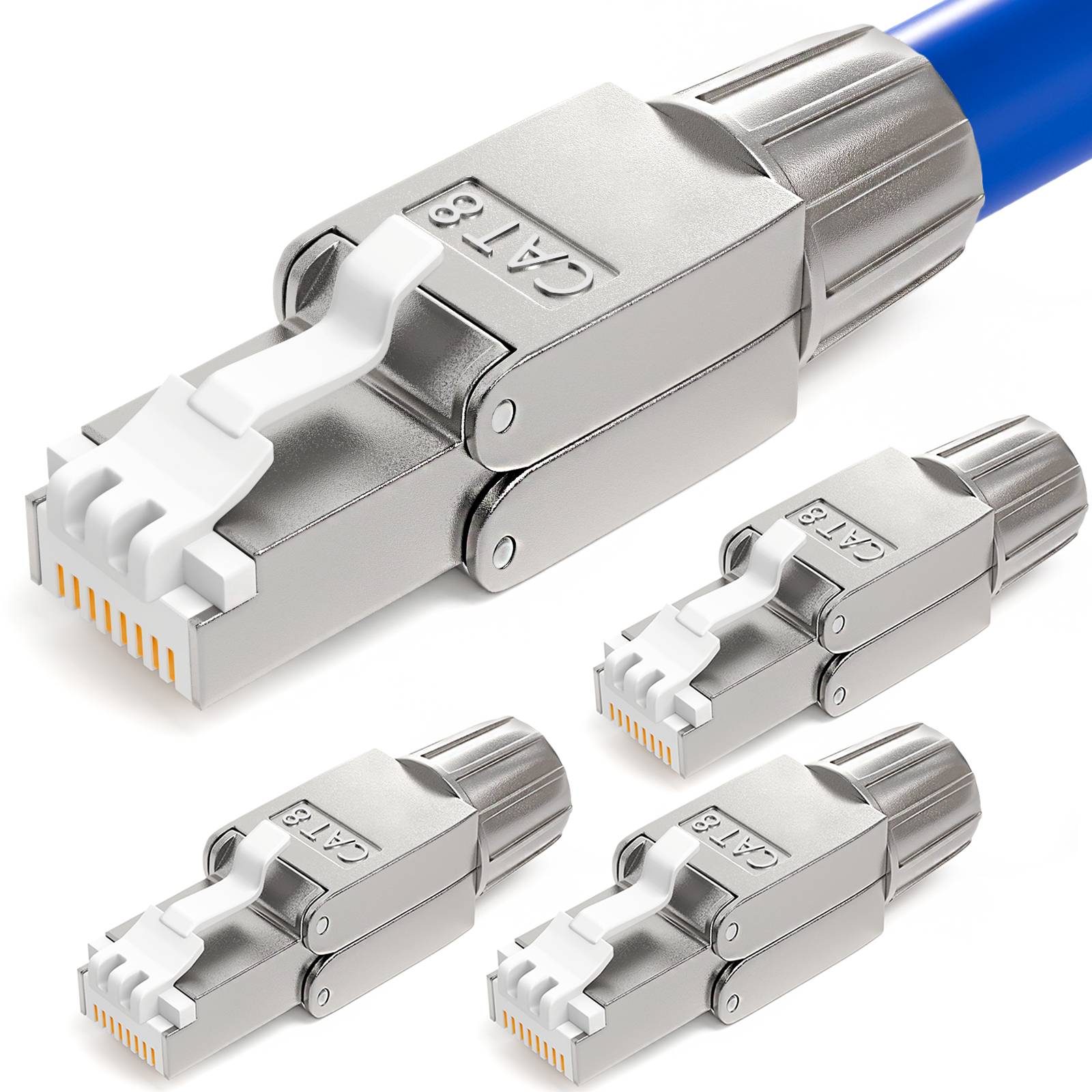 hb-digital Netzwerkstecker CAT 8 RJ45 LSA STP Zinklegierung schmal 4 Stk.-0