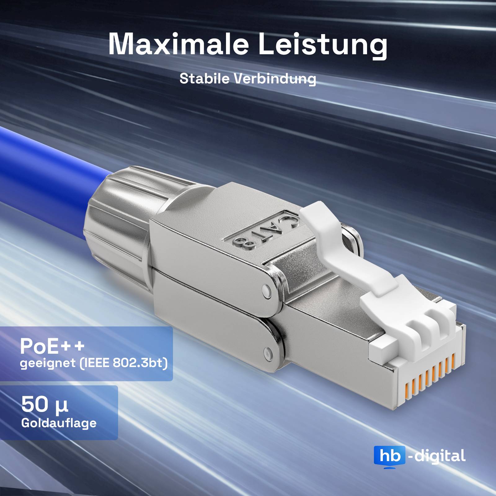 hb-digital Netzwerkstecker CAT 8 RJ45 LSA STP Zinklegierung schmal 4 Stk.-4
