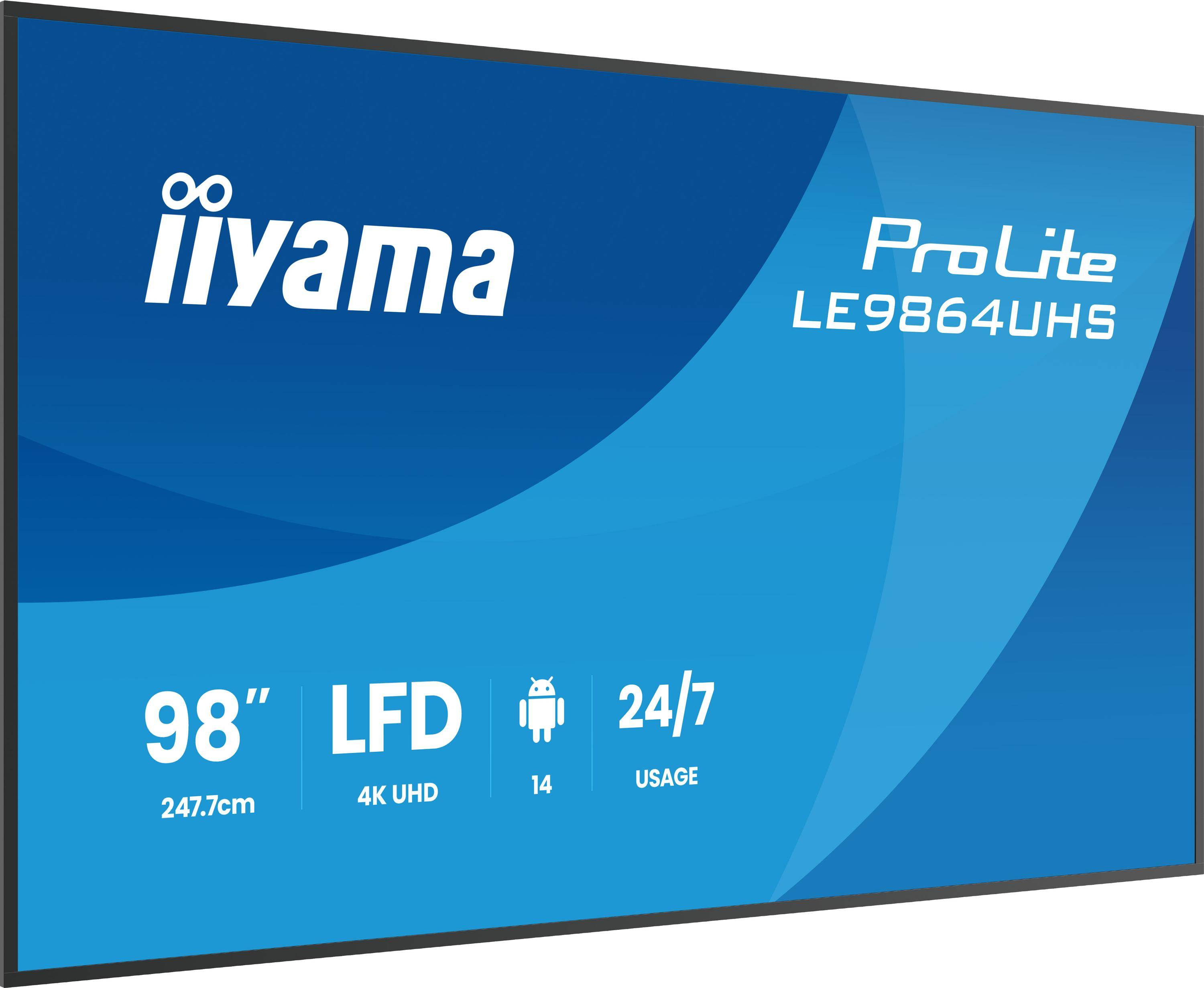 iiyama LE9864UHS-B1AG Digital Signage Flachbildschirm 2,49 m 98 Zoll 3840 x 2160 Pixel WLAN 24/7 6,5 ms 5.000:1 500-4