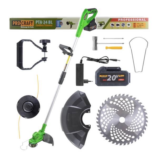 Procraft PTA24 BL Akku Trimmer 20 V 150 mm + 1x Akku 3,0 Ah + Ladegerät