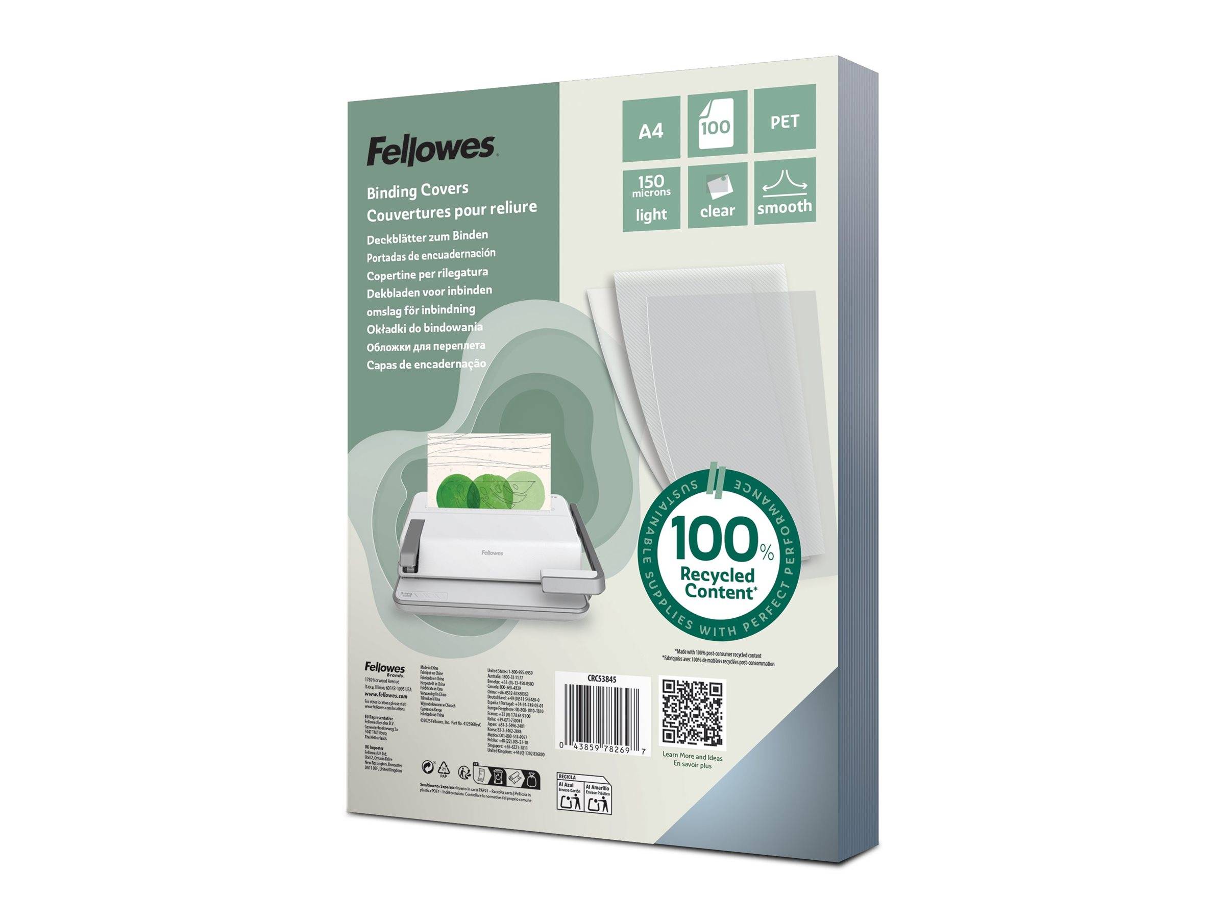 FELLOWES - Deckfolien für Bindemappen DIN A4 0.15 mm transparent - A4