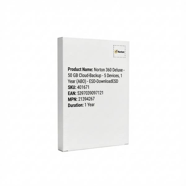 Norton 360 Deluxe - 50 GB Cloud-Speicher - 5 Devices, 1 Year (ABO) - ESD-Download Software