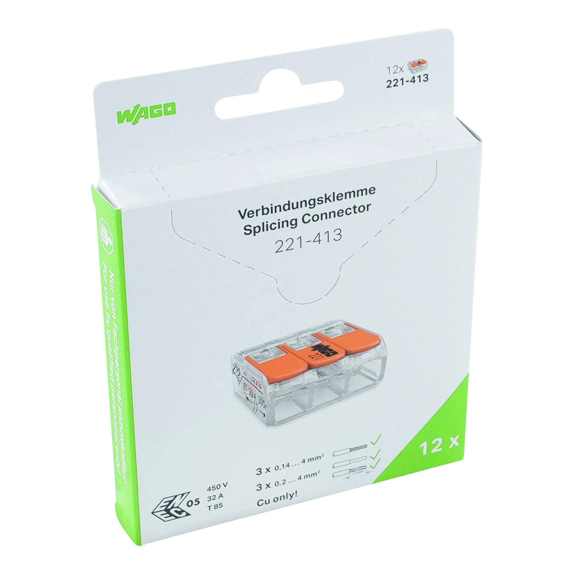 WAGO Verbindungsklemme mit Hebeln,für alle Leiterarten,max. 4 mm²,transparent-0