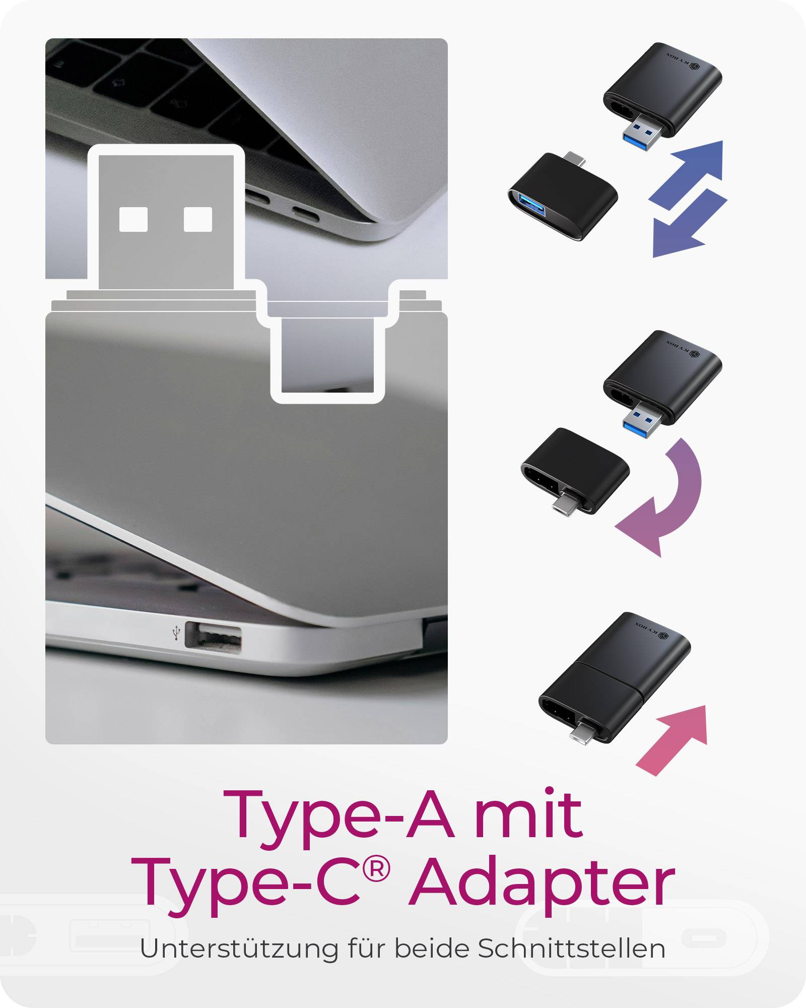 IB-CR204-CU3, 2 in 1 Kartenleser für SD /Micro SD via USB Type-C + -A Schnittstelle, USB Gen 3.2 Gen 1 (5Gbit/s)-2