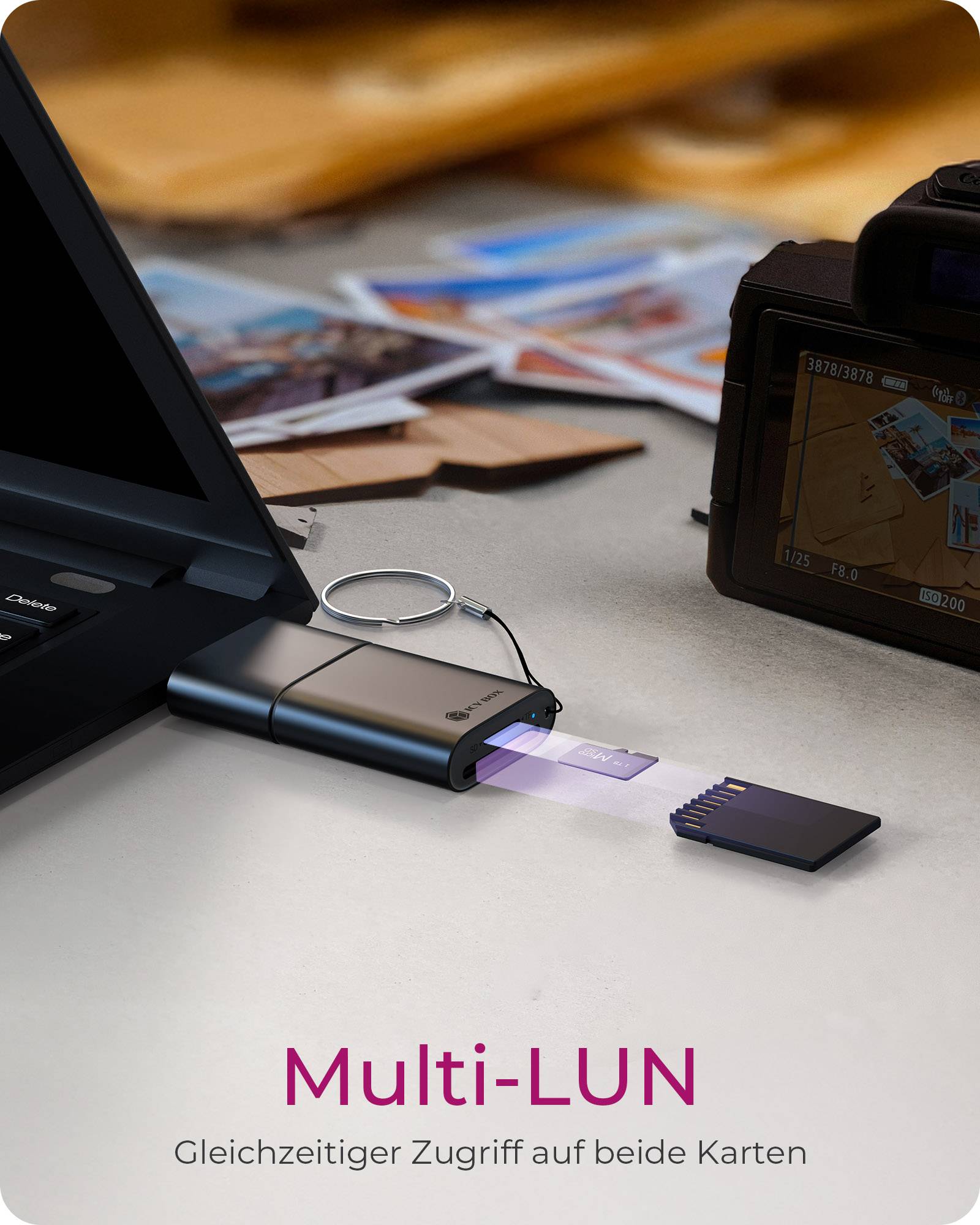 IB-CR204-CU3, 2 in 1 Kartenleser für SD /Micro SD via USB Type-C + -A Schnittstelle, USB Gen 3.2 Gen 1 (5Gbit/s)-4