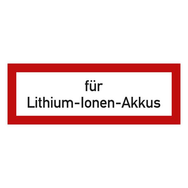 Feuerwehrzeichen, für Lithium-Ionen-Akkus DIN 4066, Aufkleber, Folie, 210 x 74 mm