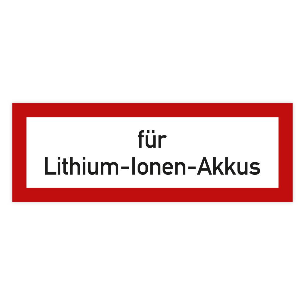 Feuerwehrzeichen, für Lithium-Ionen-Akkus DIN 4066, Aufkleber, Folie, 210 x 74 mm-0
