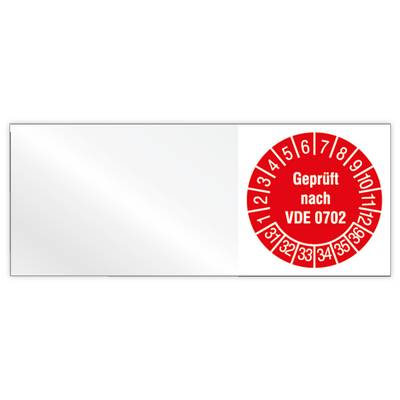 Kabelprüfplakette, Geprüft nach VDE 0702, Jahr 2031 - 2036, Vinylfolie, 50 x 20 mm, 160/Heft-0