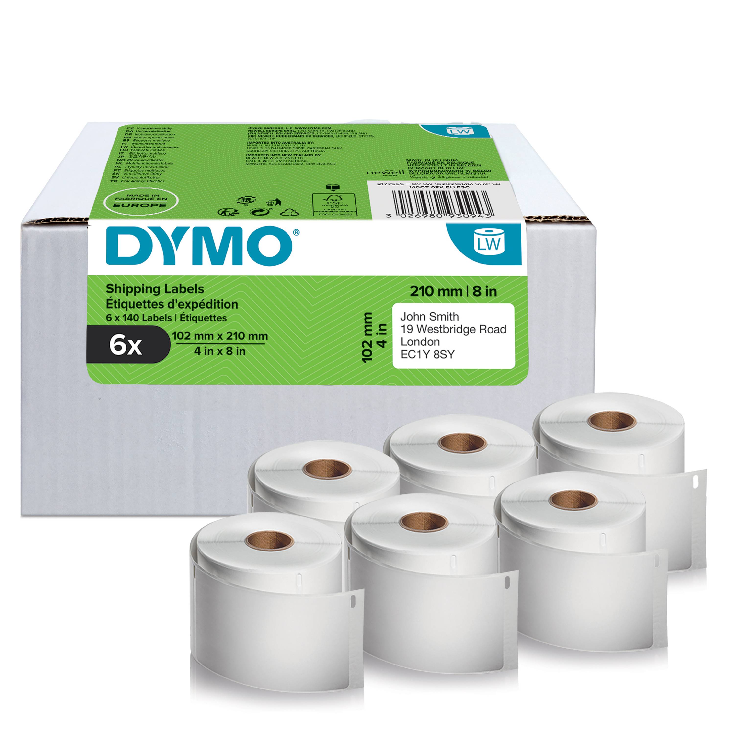 Dymo Etiketten Versand DHL-Label x 6 Rollen a 140 weiß-0