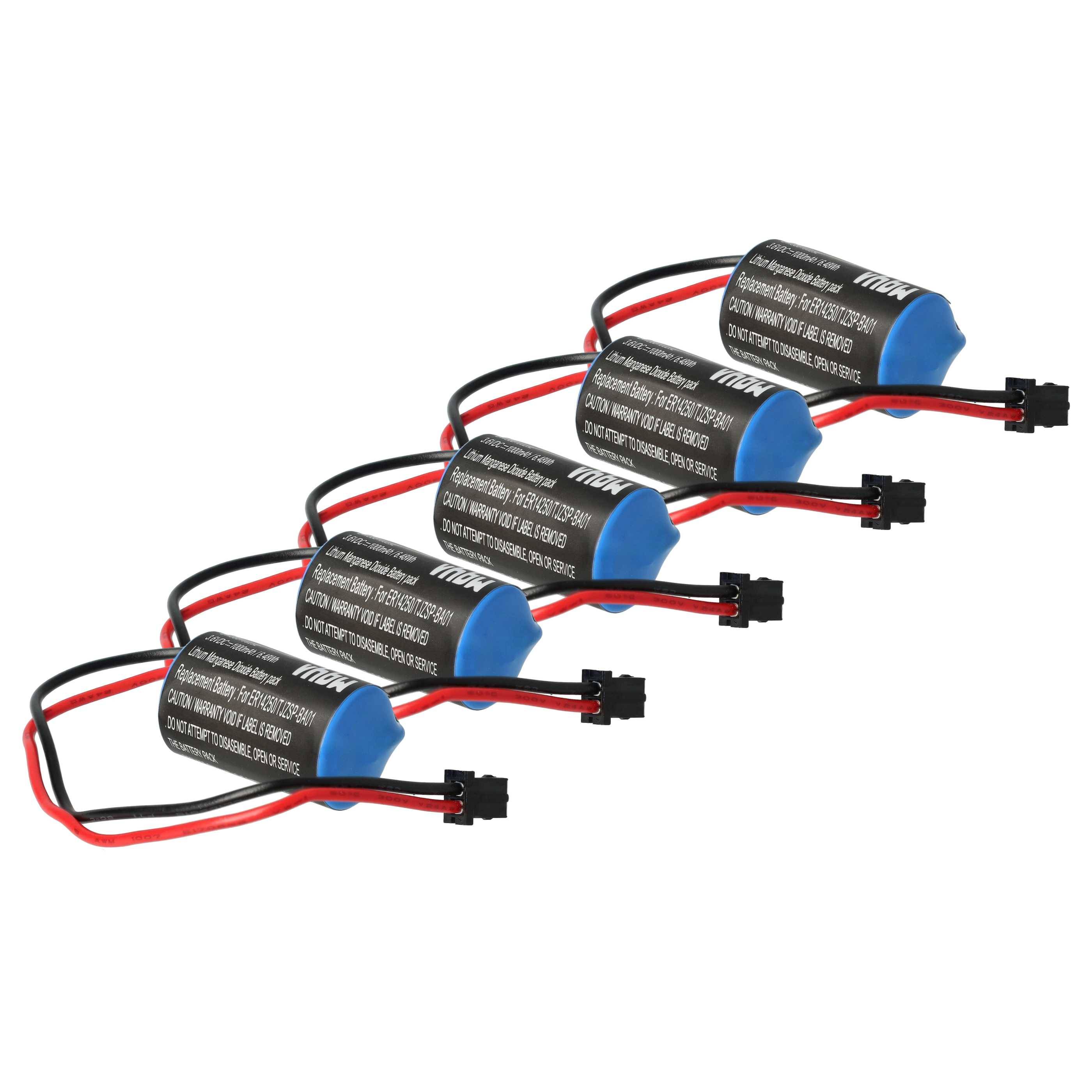 vhbw 5x Batterie Ersatz für Toshiba 1467051 | 146705-1, 704004, ER3V für CNC Maschinen, Servoantrieb (1000 mAh, 3,6 V-0