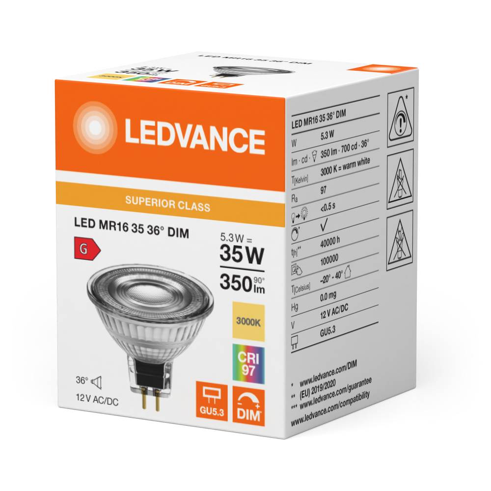Ledvance LED-Reflektorlampe MR16 GU5,3, 930, dim 36Gr LEDMR1635365.3W930S 12 V, 520 mA, 5,3 W-3