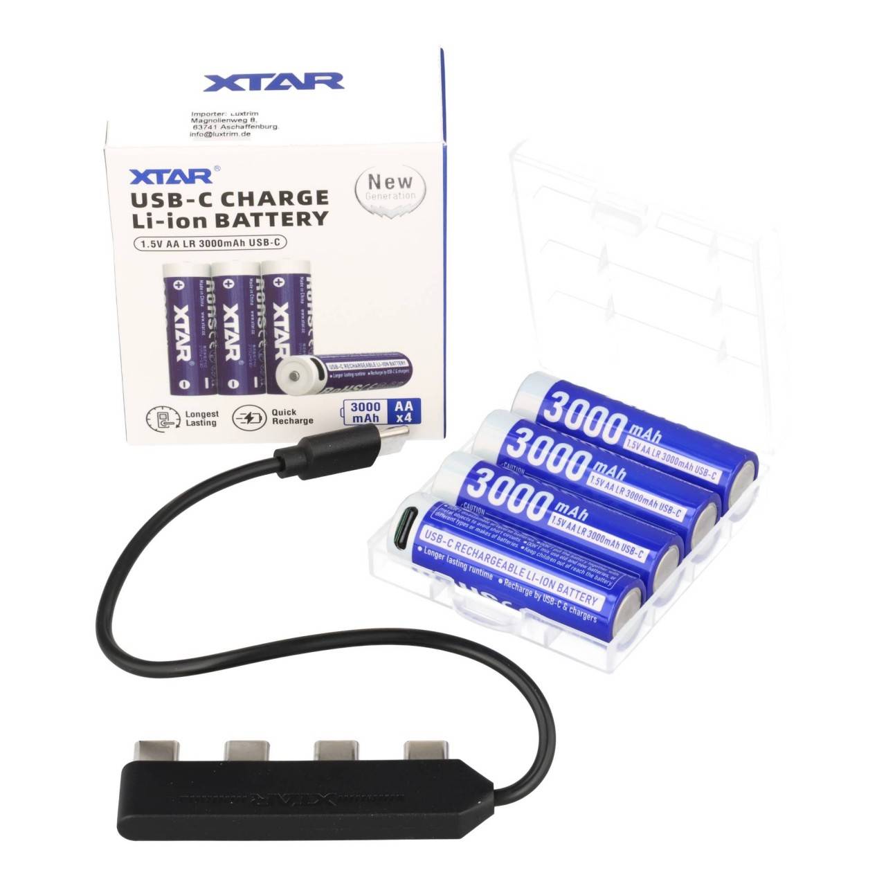 XTAR, 4x AA 1,5V Li-Ionen Akku 3000mAh – USB-C – mit gleichmäßig sinkender Spannung, mit integrierter Ladeelektronik,...-4
