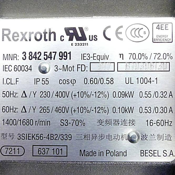 Rexroth Drehstrommotor IEC 60034 (3 842 547 991)-1