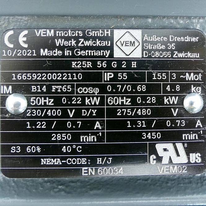 VEM motors Drehstrommotor K25R 56 G 2 H (K25R 56 G 2 H)-1