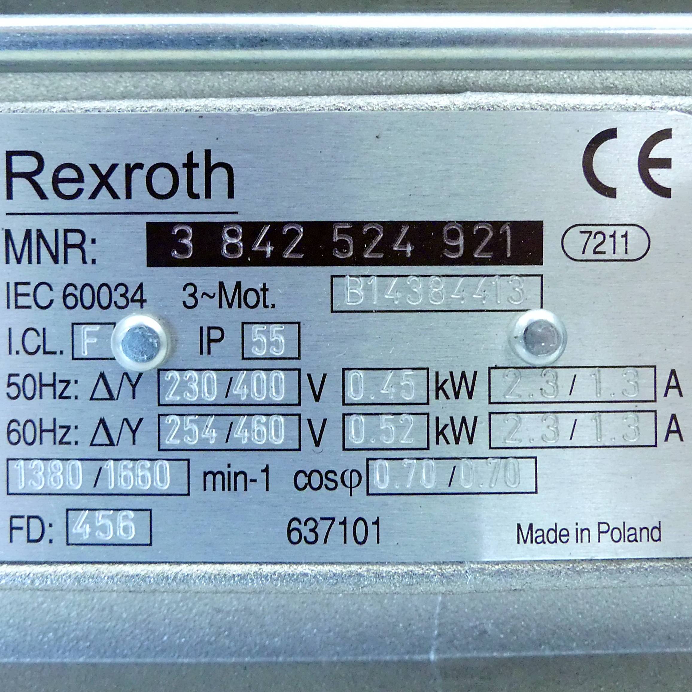 Rexroth Drehstrommotor 3 842 524 921 (3 842 524 921-new)-1