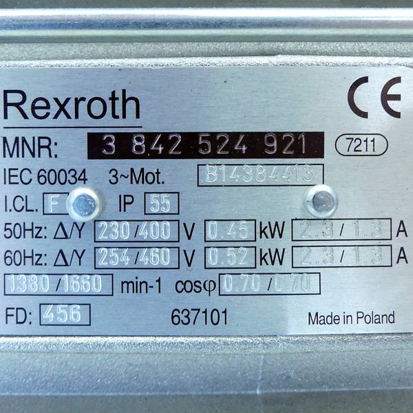 Rexroth Drehstrommotor 3 842 524 921 (3 842 524 921)
