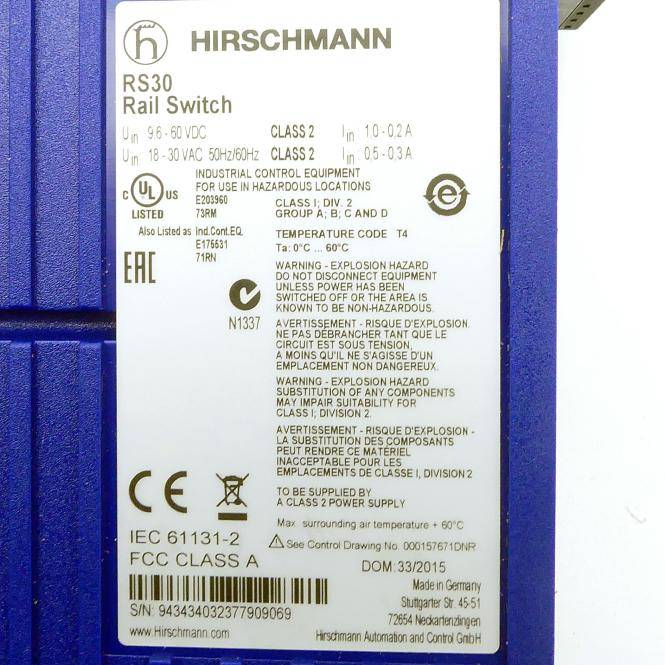 Hirschmann Industrieller Ethernet-Rail-Switch RS30 RS30-0802O6O6SDAPHH09.0.00 (RS30-0802O6O6SDAPHH09.0.00)-1