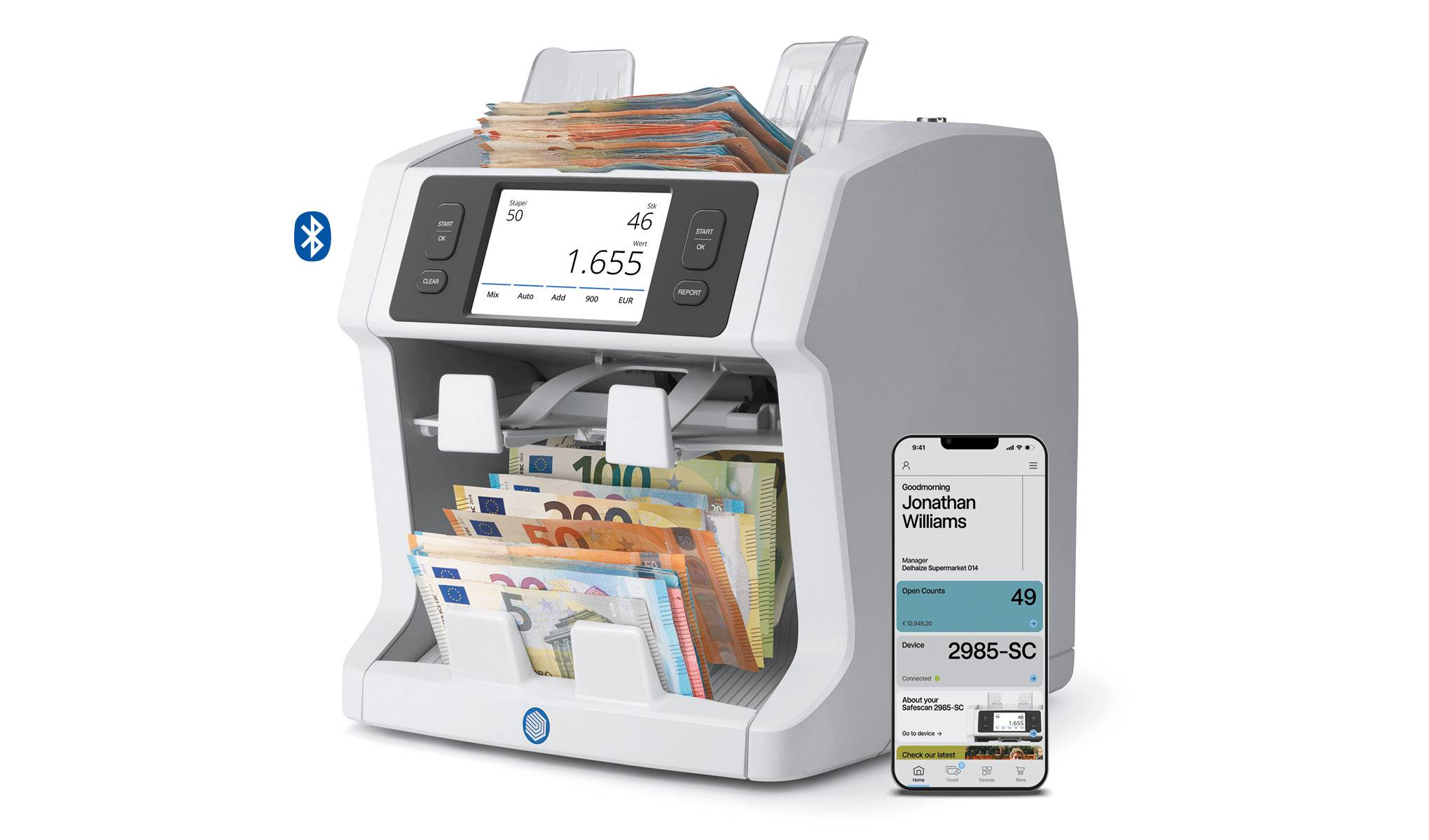 Safescan 2995-SC Banknotenzähler 2xFächer, 7-fache Prüfung-0