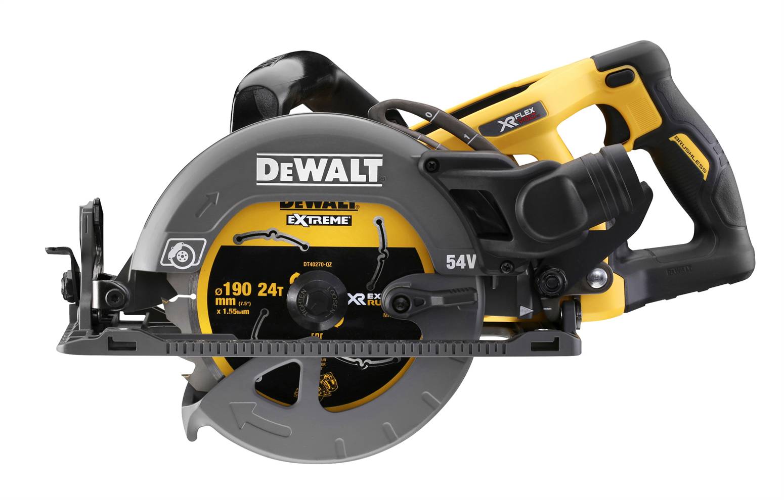 DeWALT DCS577N-XJ Akku-Handkreissäge (bl), Flexvolt, 2.400 Watt, 190 mm, Schnitttiefe 90°/45° 65/40 mm, ohne Akku-2