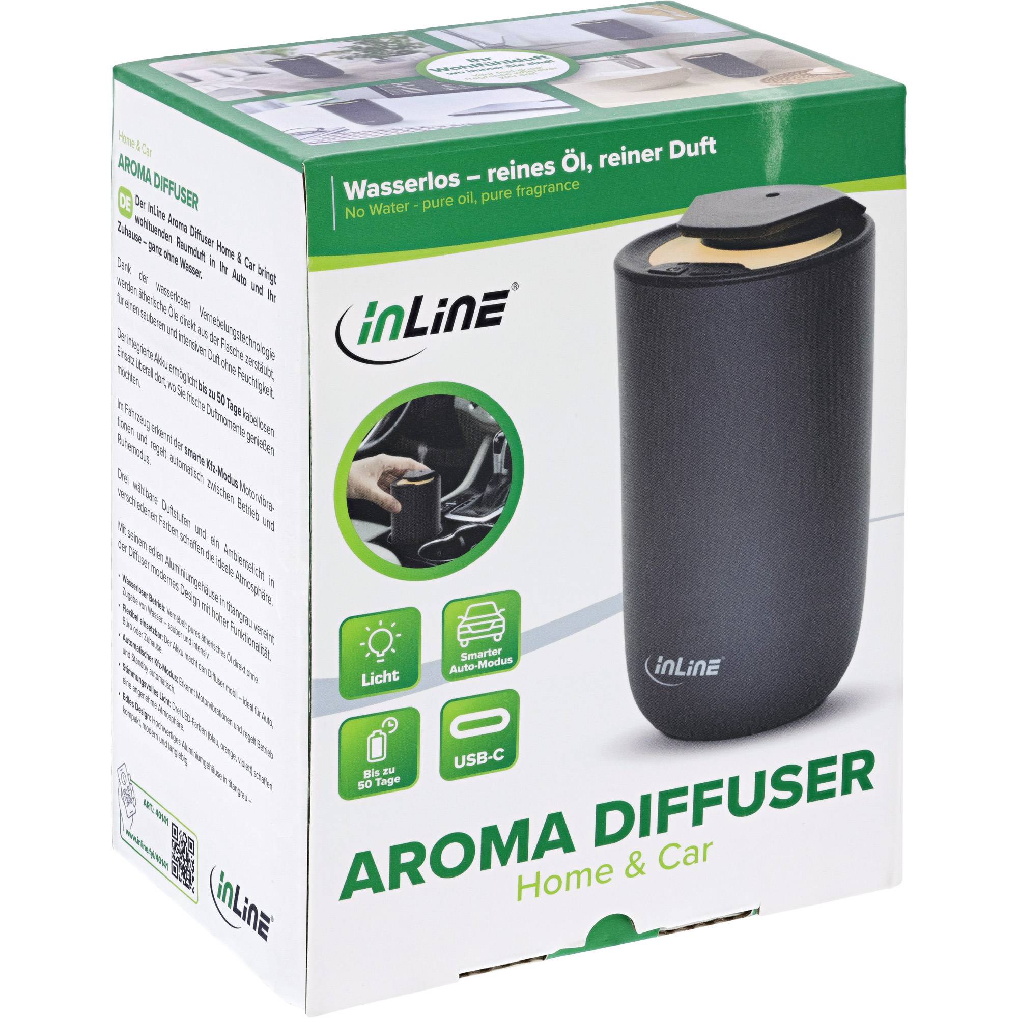 INLINE - Aroma Diffuser Home & Car - wasserlos - Ambientelicht - Akku-4