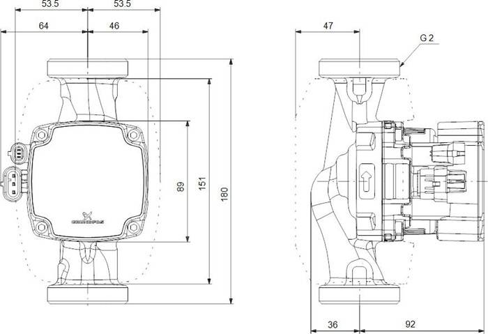 GRUNDFOS Hocheffizienz Umwälzpumpe ALPHA2 GO 32-75 180 220-240V 9H DG0-2