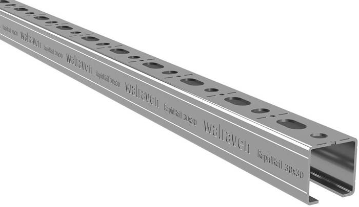 Walraven Montageschiene RapidRail 30x30 2m C-Profil sv mit Schnittmarkierungen-2