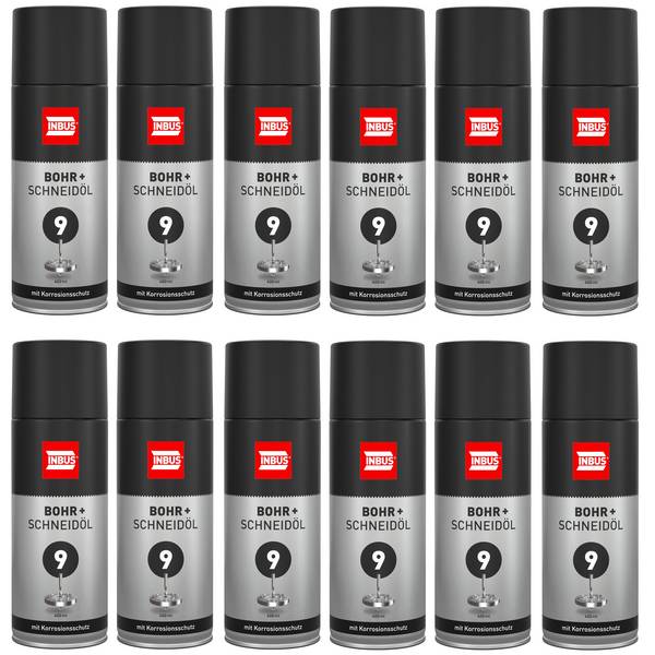 INBUS Bohr + Schneidöl (mit Korrosionsschutz), 12x 400ml — Nr. 9 der Schraubchemie® — Made in Germany (12x 75060)