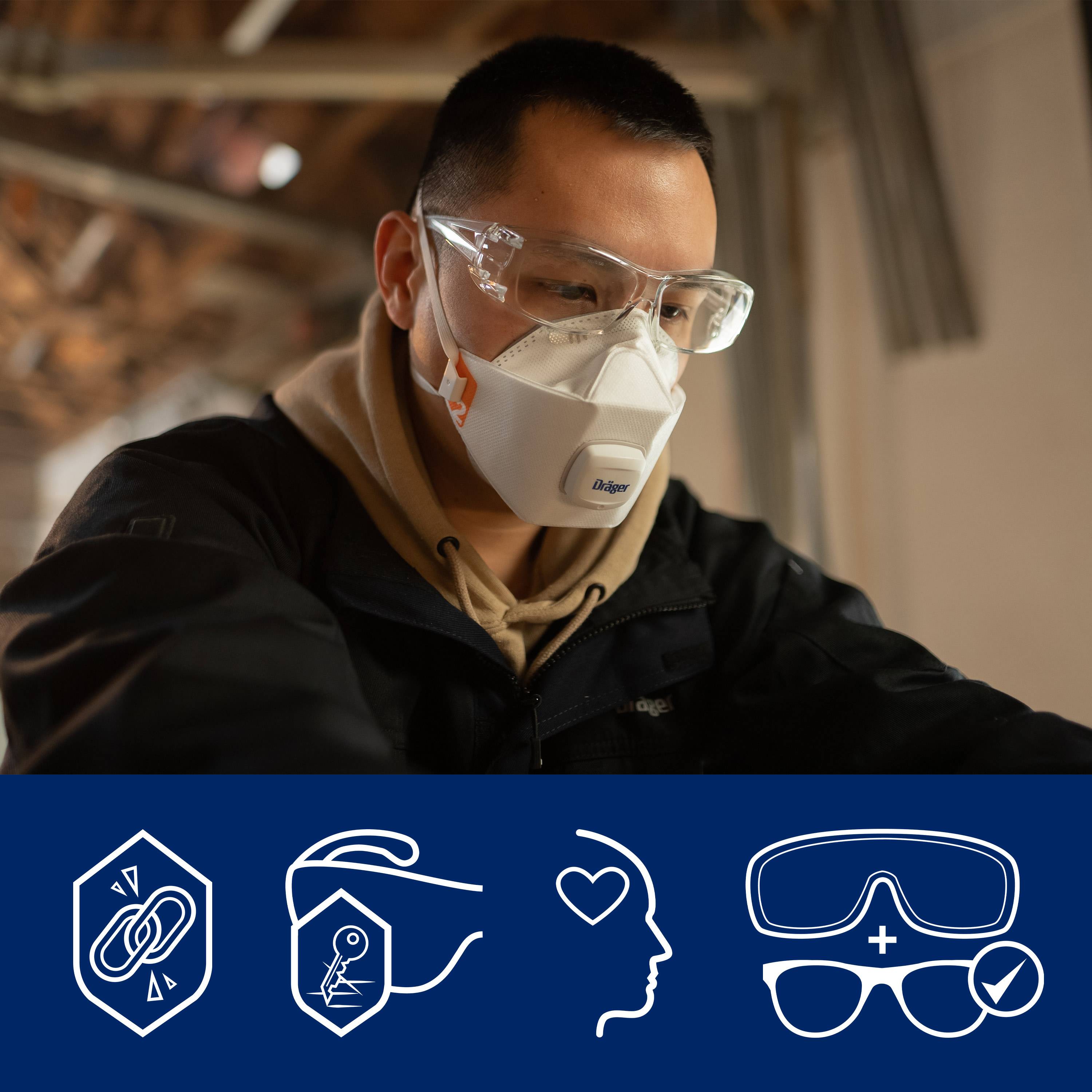 Dräger Schutzbrille für Brillenträger X-pect 2400 Überbrille klar Anti-Kratz u. Anti Fog beschichet-3