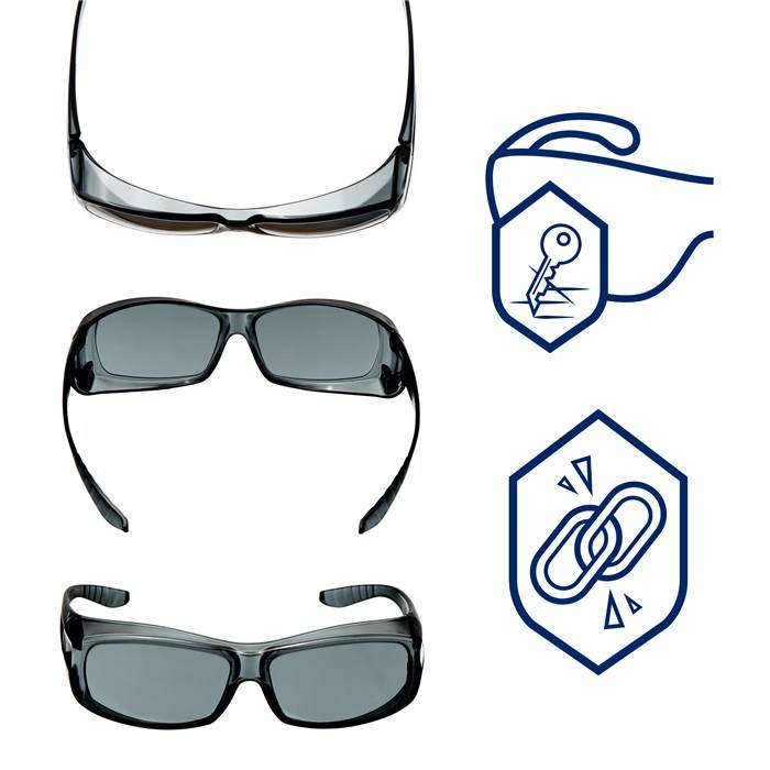 Dräger Schutzbrille Sonnenbrille für Brillenträger X-pect 2420 Überbrille klar Anti-Kratz u. Anti Fog beschichtet-1