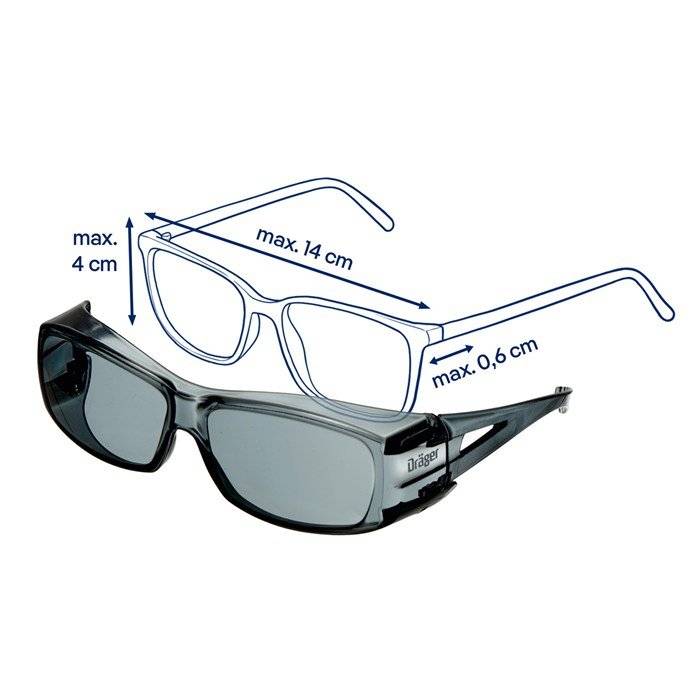 Dräger Schutzbrille Sonnenbrille für Brillenträger X-pect 2420 Überbrille klar Anti-Kratz u. Anti Fog beschichtet-3