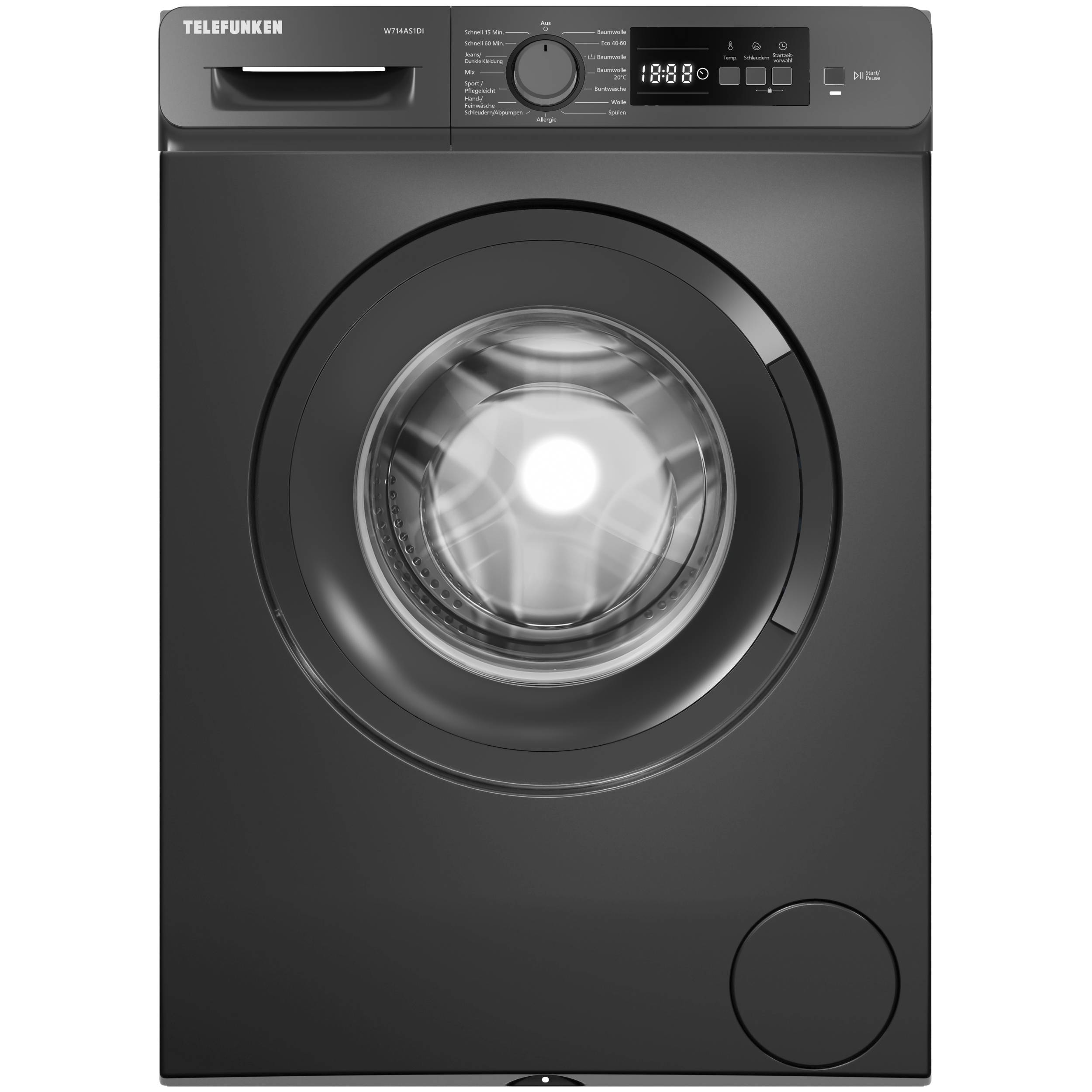 Telefunken Waschmaschine 7kg | Frontlader 1400 U/Min. | Inverter Motor | AquaStop | Schontrommel | W714AS1DI dark inox-0