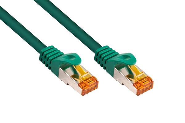 kabelmeister® RJ45 Patchkabel mit Cat. 7 Rohkabel, TPE, grün, 10m