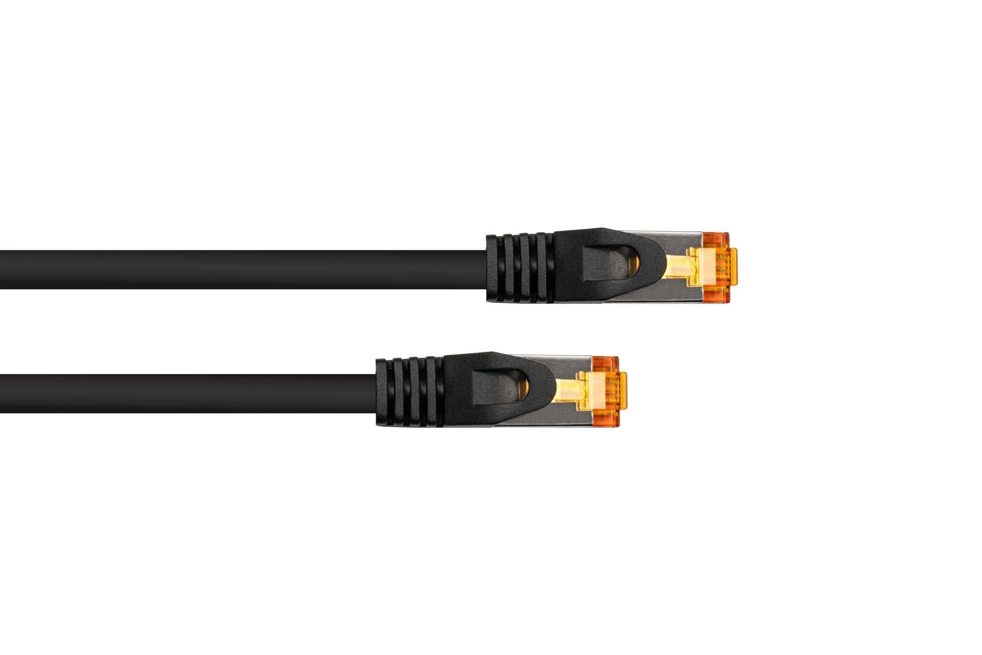 kabelmeister® RJ45 Patchkabel mit Cat. 7 Rohkabel, hochflexibler TPE-Mantel, halogenfrei, schwarz-1