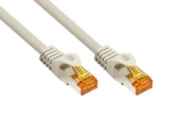 kabelmeister® RJ45 Patchkabel mit Cat. 7 Rohkabel, hochflexibler TPE-Mantel, halogenfrei, grau, 3m
