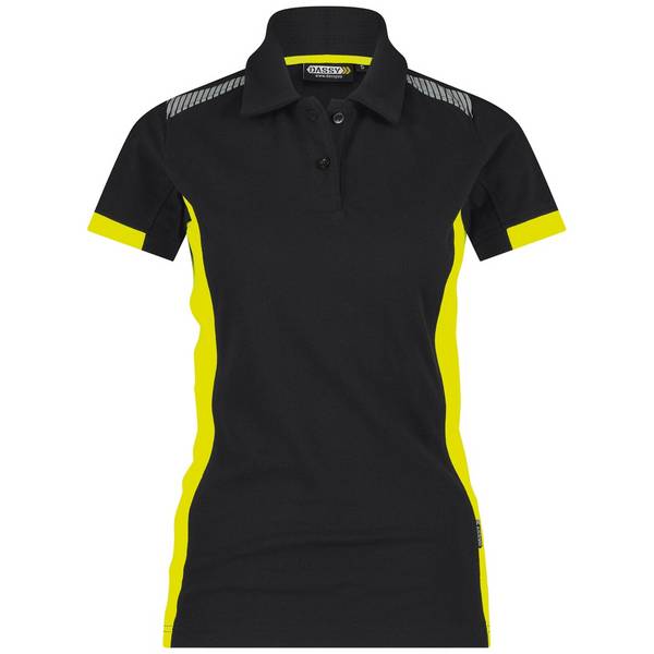 DASSY® Veracruz Women Poloshirt für Damen Schwarz/Neongelb Gr. XL