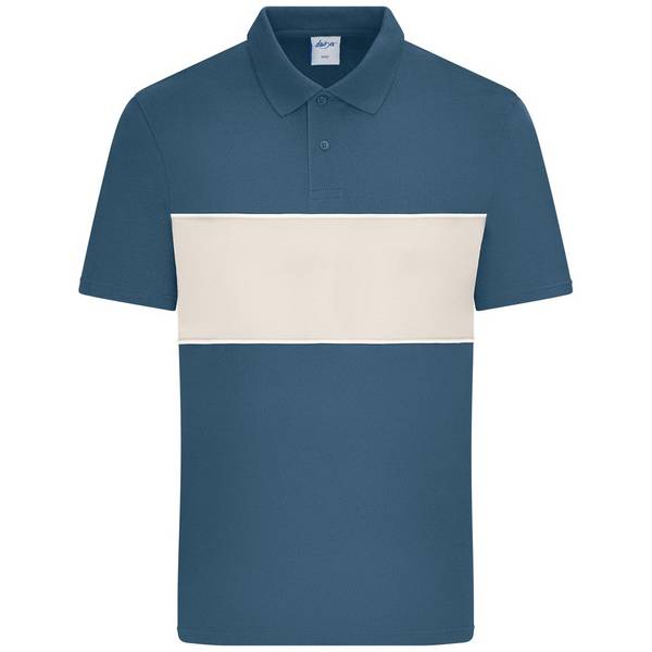 Daiber Unisex Poloshirt mit Kontrasteinsatz 8050 Gr. S dusty-blue/sandstone