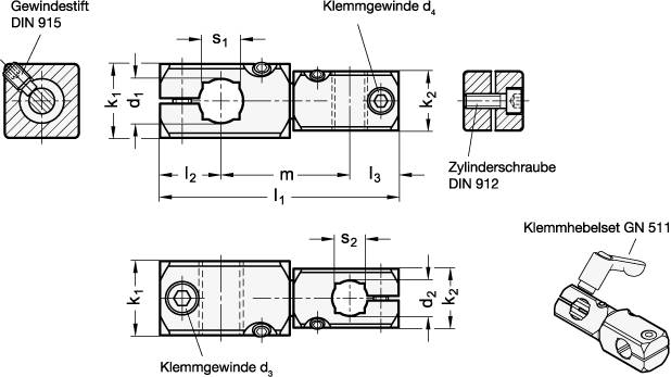 Verdrehbare Kreuz-Klemmhalter, Aluminium-0