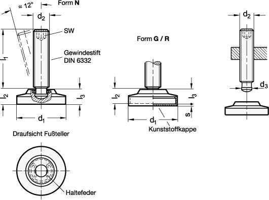 Gelenkfüße, Stahl - Otto Ganter GmbH & Co. KG-0