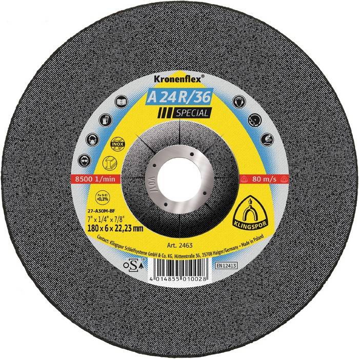 A 24 R 36 Schruppscheiben, 180 x 6 x 22,23 mm gekröpft-0