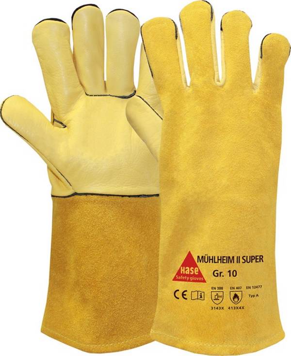 Handschuhe, Schweißerschutz Gr.9, Rindspaltleder gelb Mühlheim II-Super