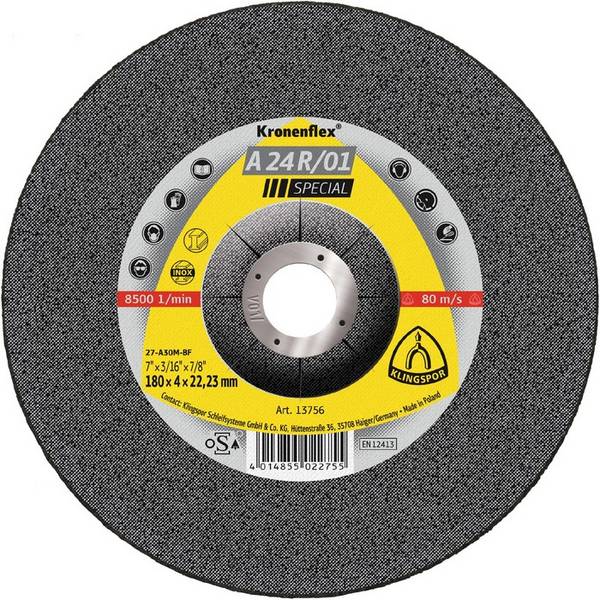 A 24 R 01 Schruppscheiben, 125 x 4 x 22,23 mm gekröpft