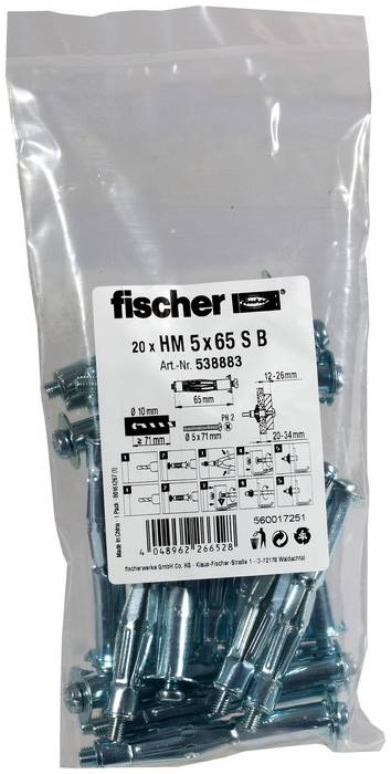 Fischer Hohlraum-Metalldübel HM 538883 5x65 S B (20)-0