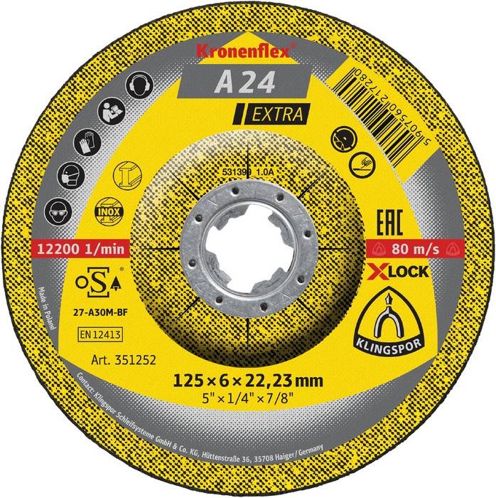 A 24 EX Schruppscheiben X-LOCK, 125 x 6 x 22,23 mm gekröpft-0