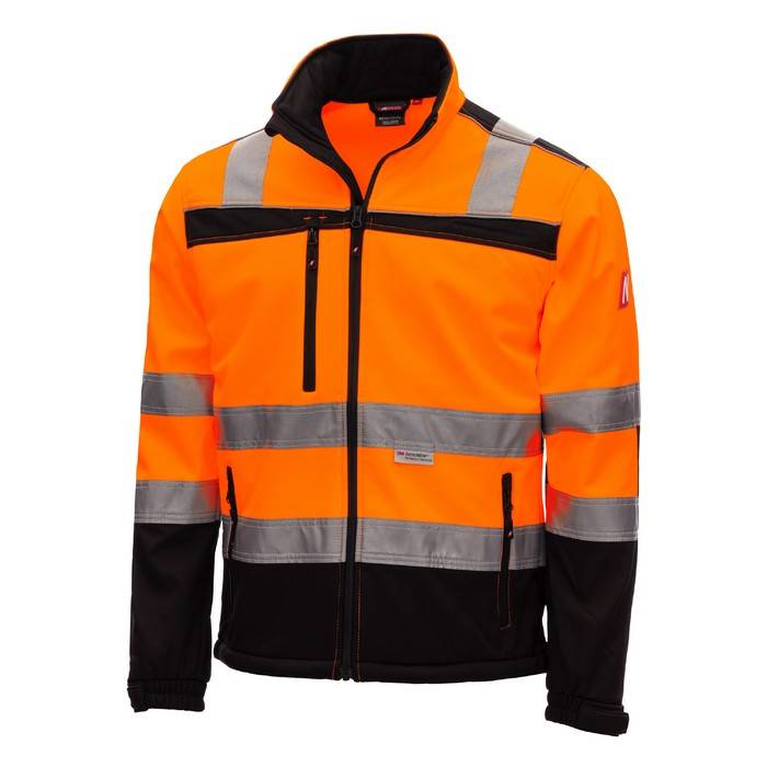 Warnschutz Softshelljacke Gr.S, orange/schwarz ISO 20471-0