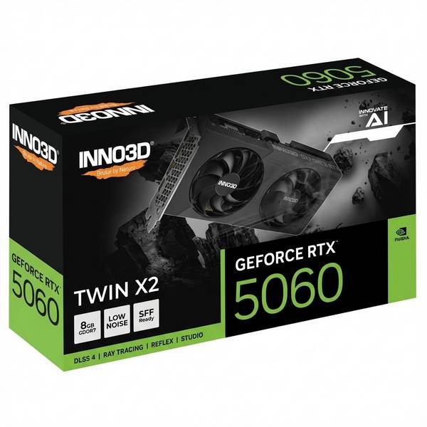 INNO3D RTX5060 Twin X2 OC 8GB GDDR7 HDMI 3xDP Multimedia-Technik Grafikkarten NVIDIA