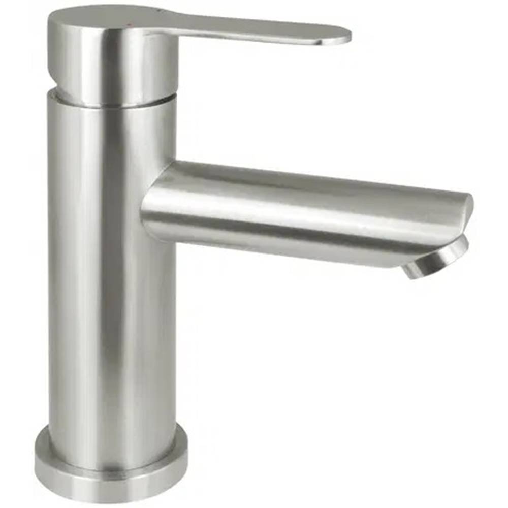 Waschbeckenarmatur gebürsteter Stahl Einhebelmischer mit Flachhebel "Lupo"-0