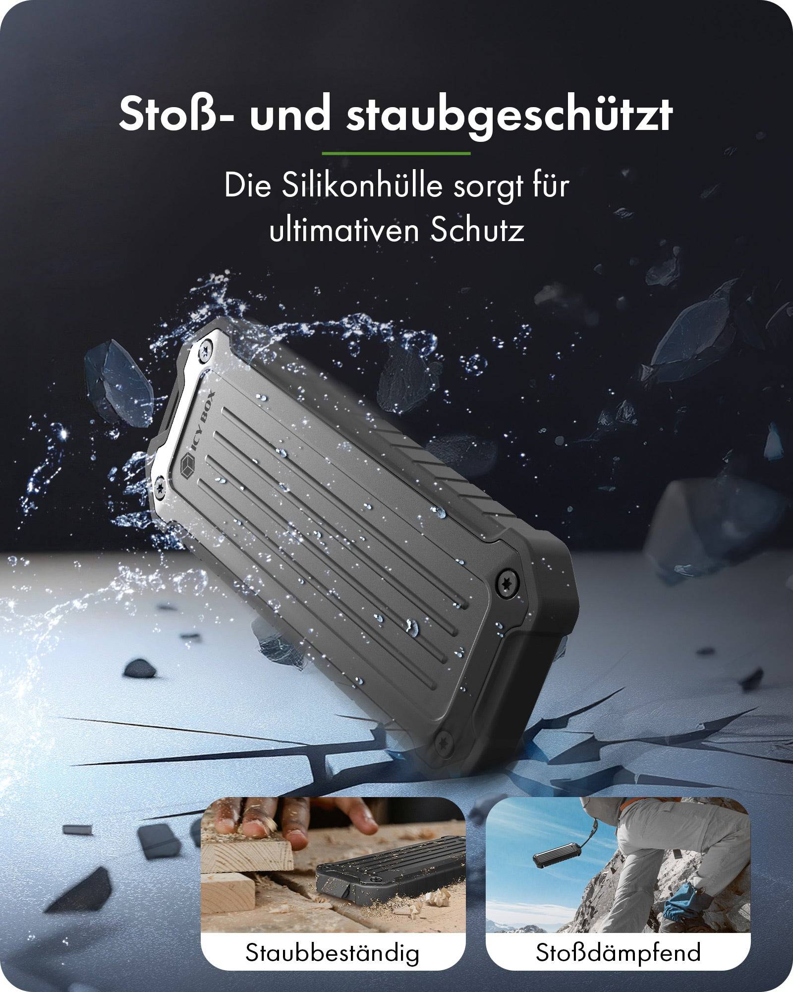 IB-1827MCP-C31, M.2 NVMe & SATA Gehäuse, staub- und stoßfest, USB 3.2 Gen 2, 10 Gbps-1